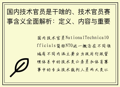 国内技术官员是干啥的、技术官员赛事含义全面解析：定义、内容与重要作用详解